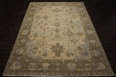 10x14 Beige, Moss, Taupe Color Hand Knotted Oushak Wool Arts & Crafts Oriental Rug